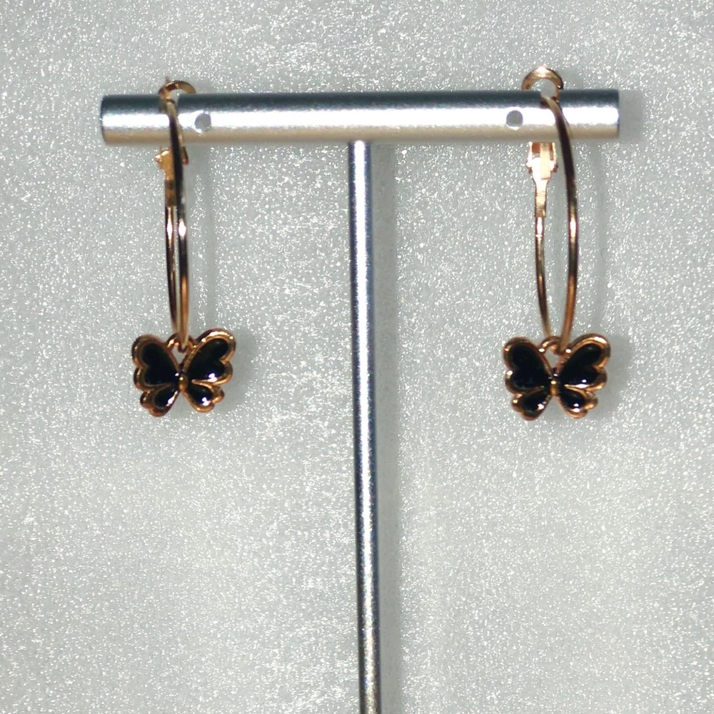 Black butterfly hoops